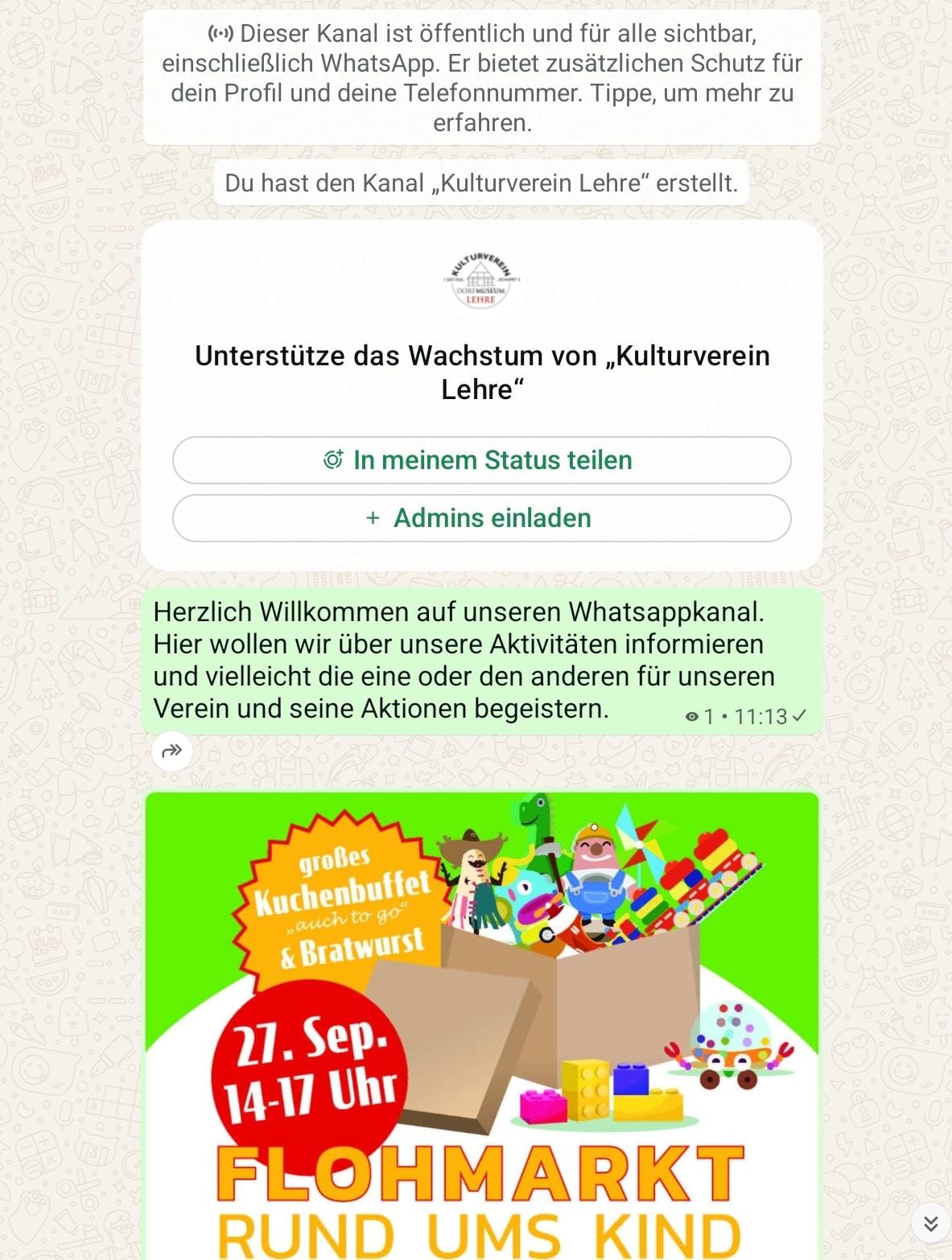 Screenshot Whatsapp-Kanal